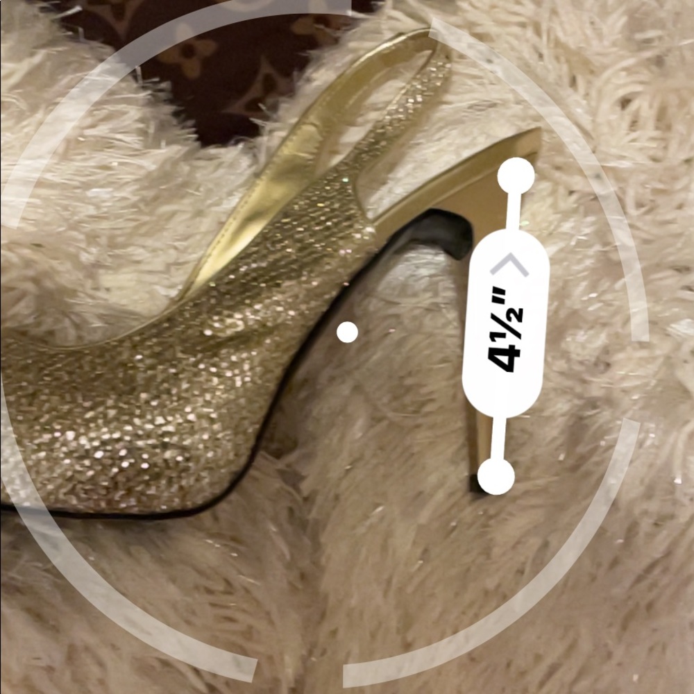 GUESS Heels Bling (clear) and metallic gold. Peek-a-Boo toe